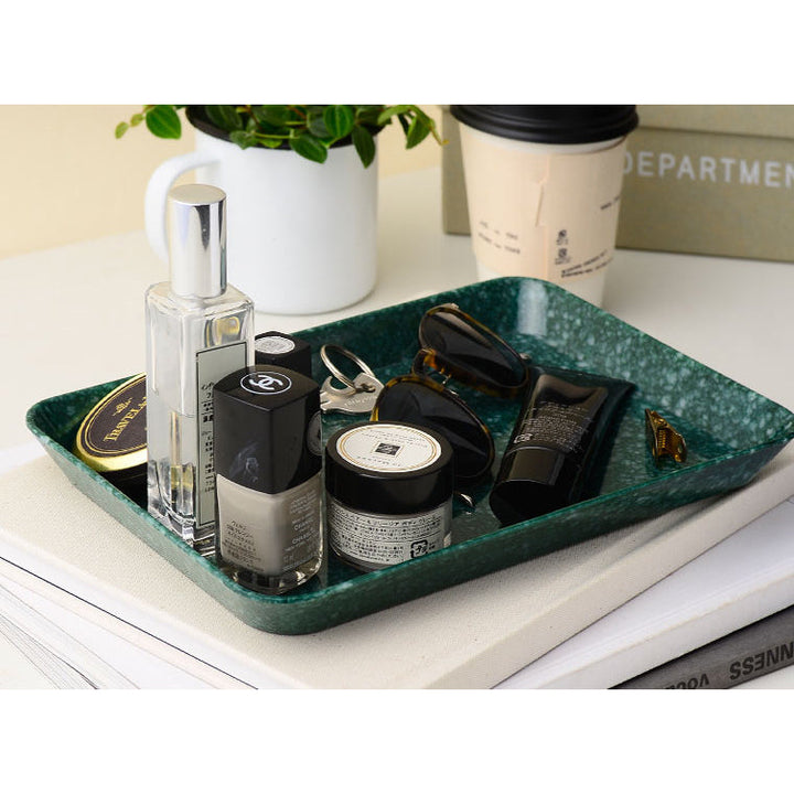 Hightide Marbled Melamine Desk Tray Medium - Dark Green – feature detail