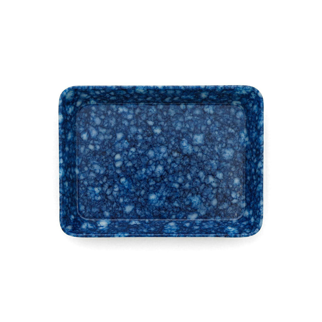 Marbled Melamine Desk Tray Small in Navy – compact navy marble tray for pens, keys, and accessories.