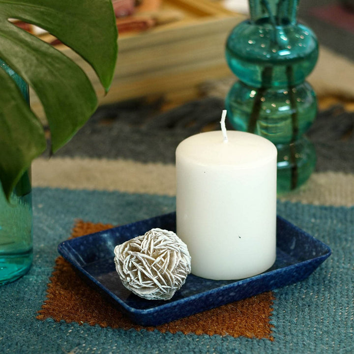 Marbled Melamine Desk Tray Small in Navy – compact navy marble tray for pens, keys, and accessories.