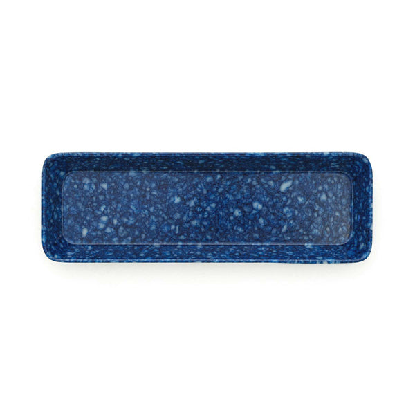 Hightide Marbled Melamine Pen Tray - Navy — front view