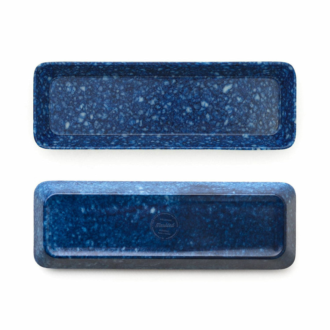 Hightide Marbled Melamine Pen Tray - Navy — side view