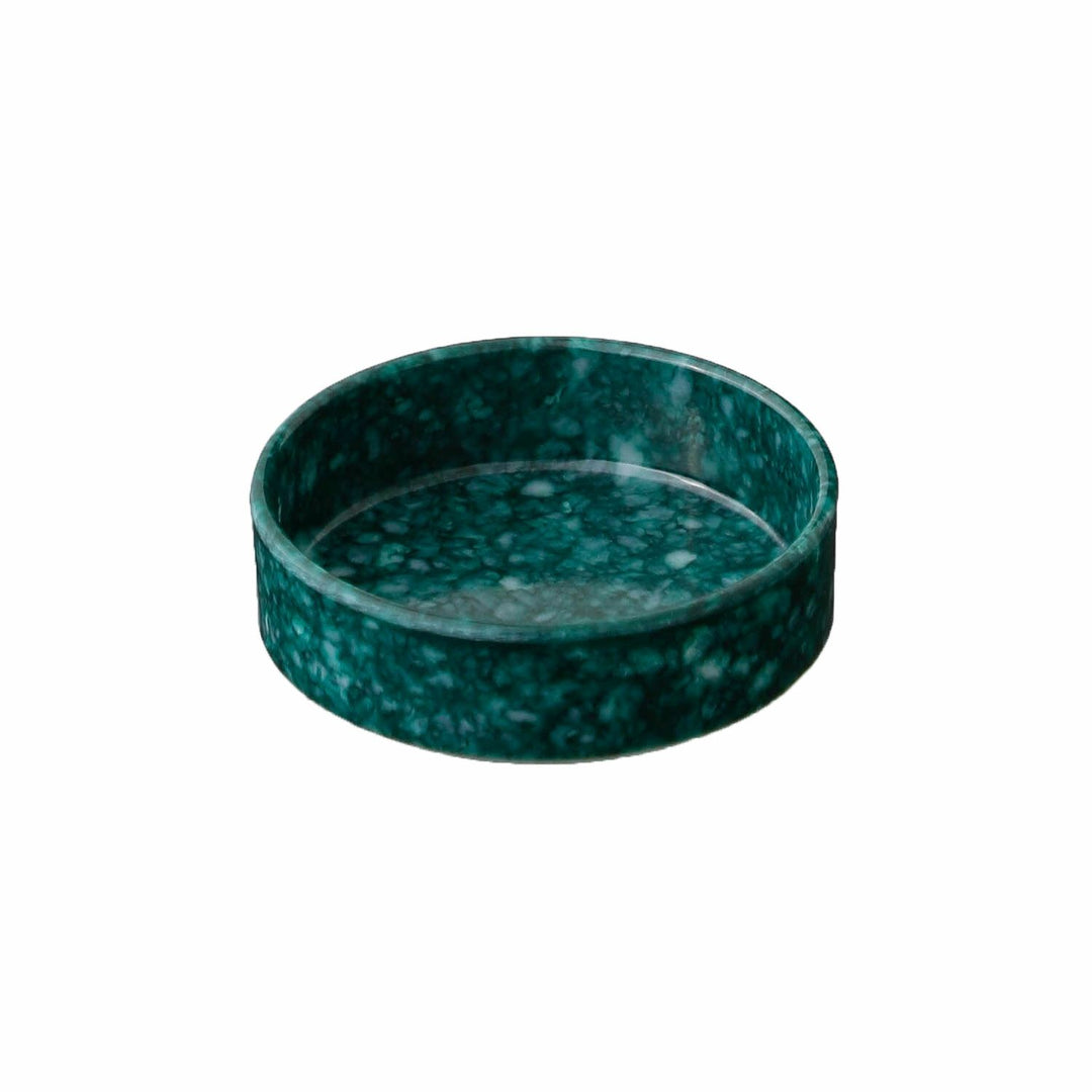 Marbled Melamine Stacking Tray Small in Dark Green – elegant mini marble tray for desk accessories.