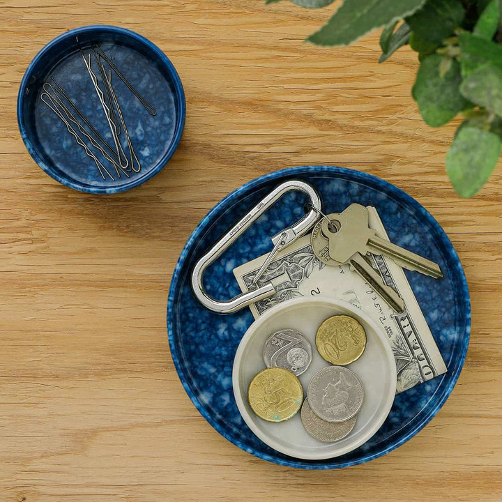 Hightide Marbled Melamine Stacking Tray Small - Navy — detail view