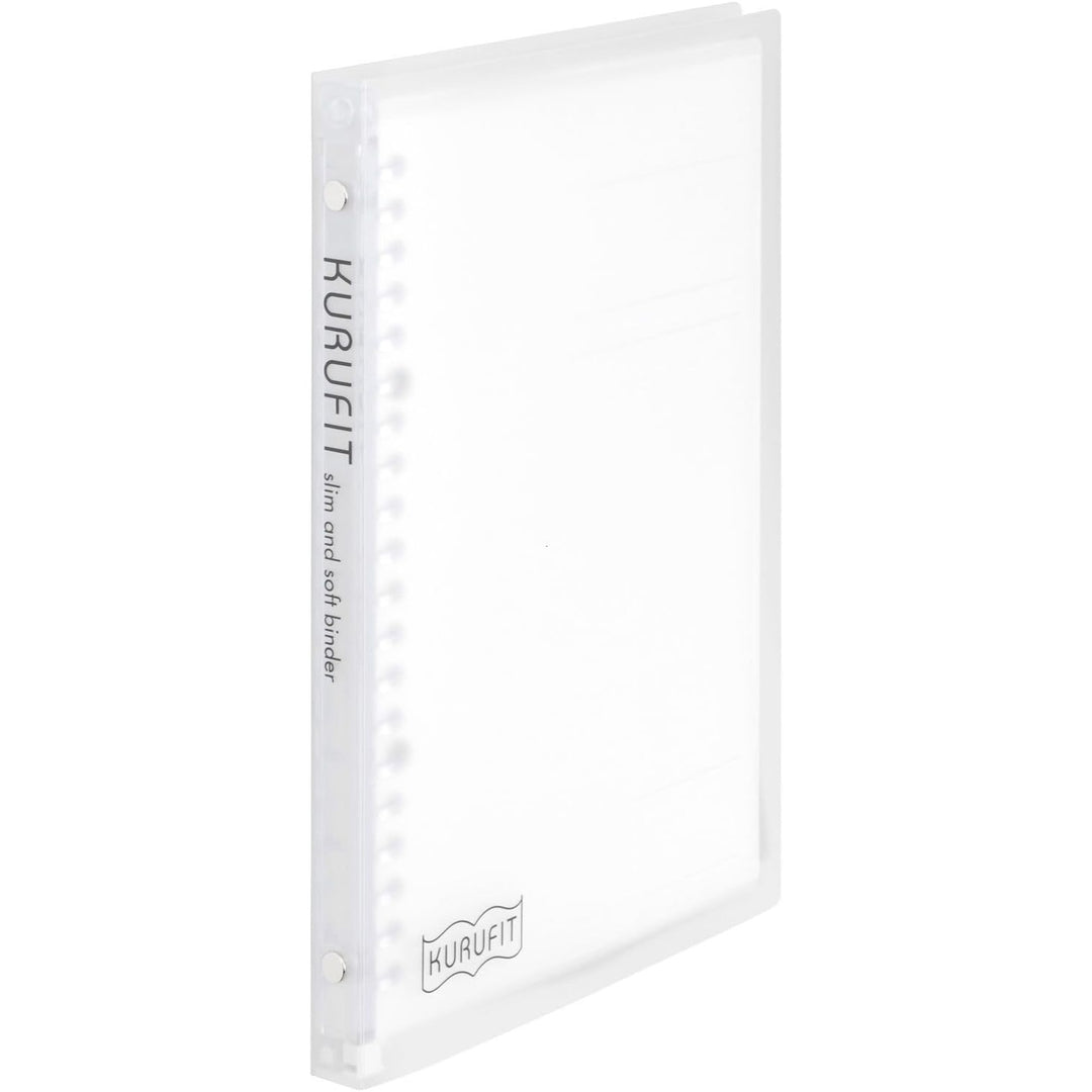 Maruman Kurufit A5 binder in clear, shown at an angle from the side