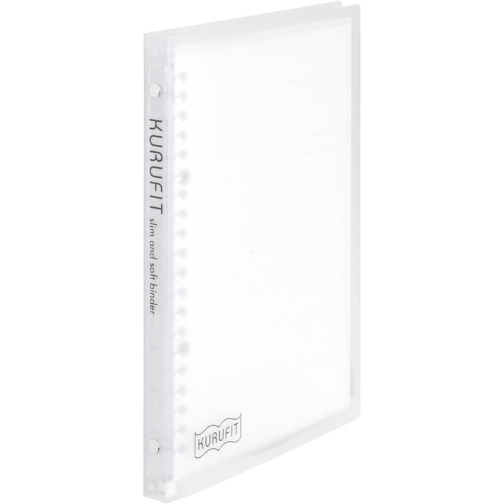 Maruman Kurufit A5 binder in clear, shown at an angle from the side