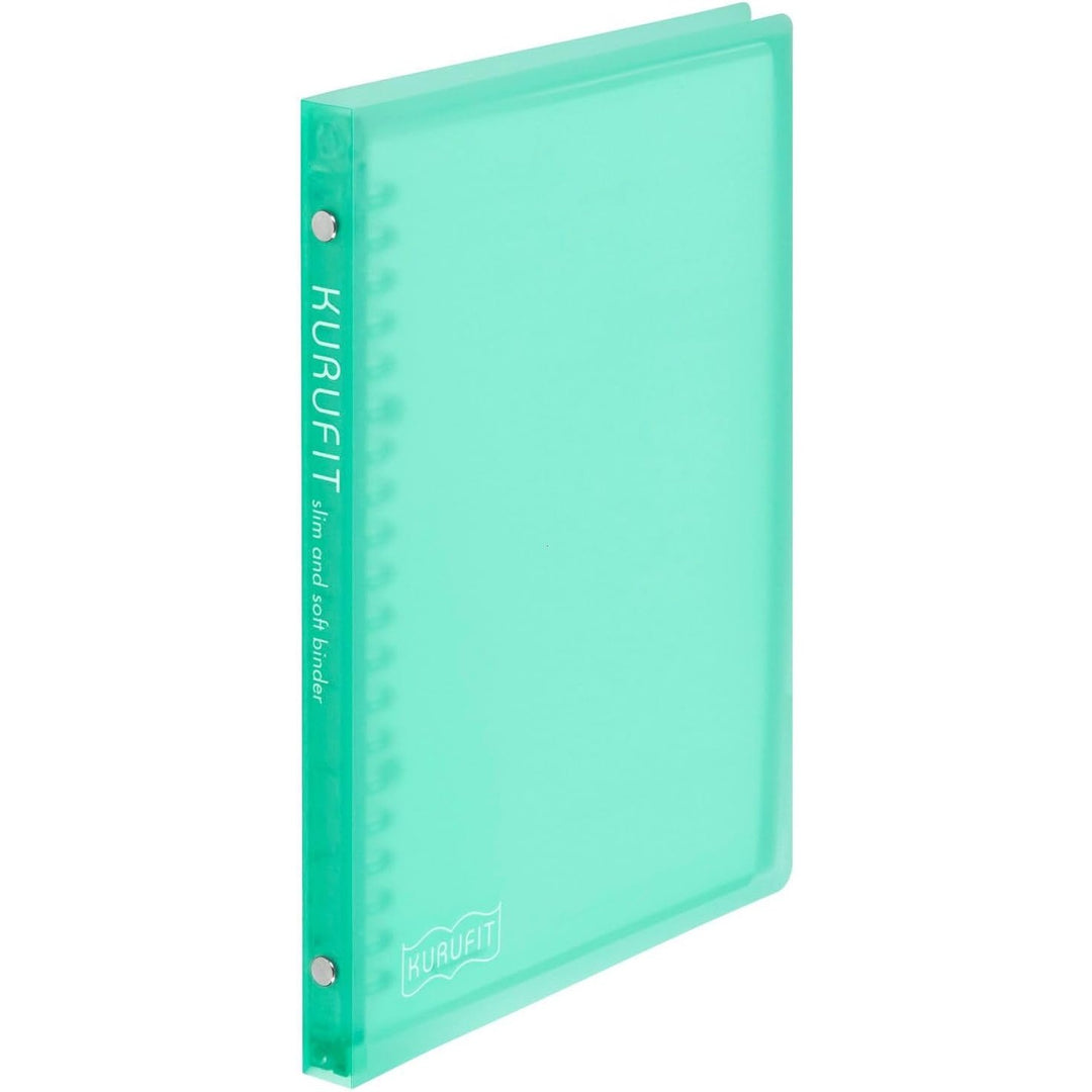 Maruman Kurufit A5 binder in light blue, shown at an angle with the spine visible