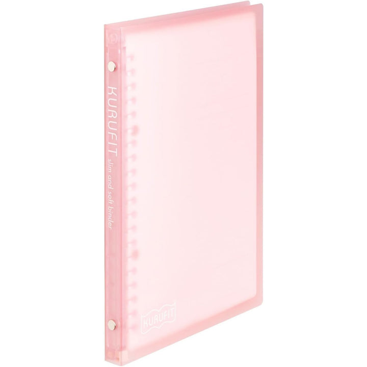 Maruman Kurufit A5 binder in light pink, shown at an angle from the side