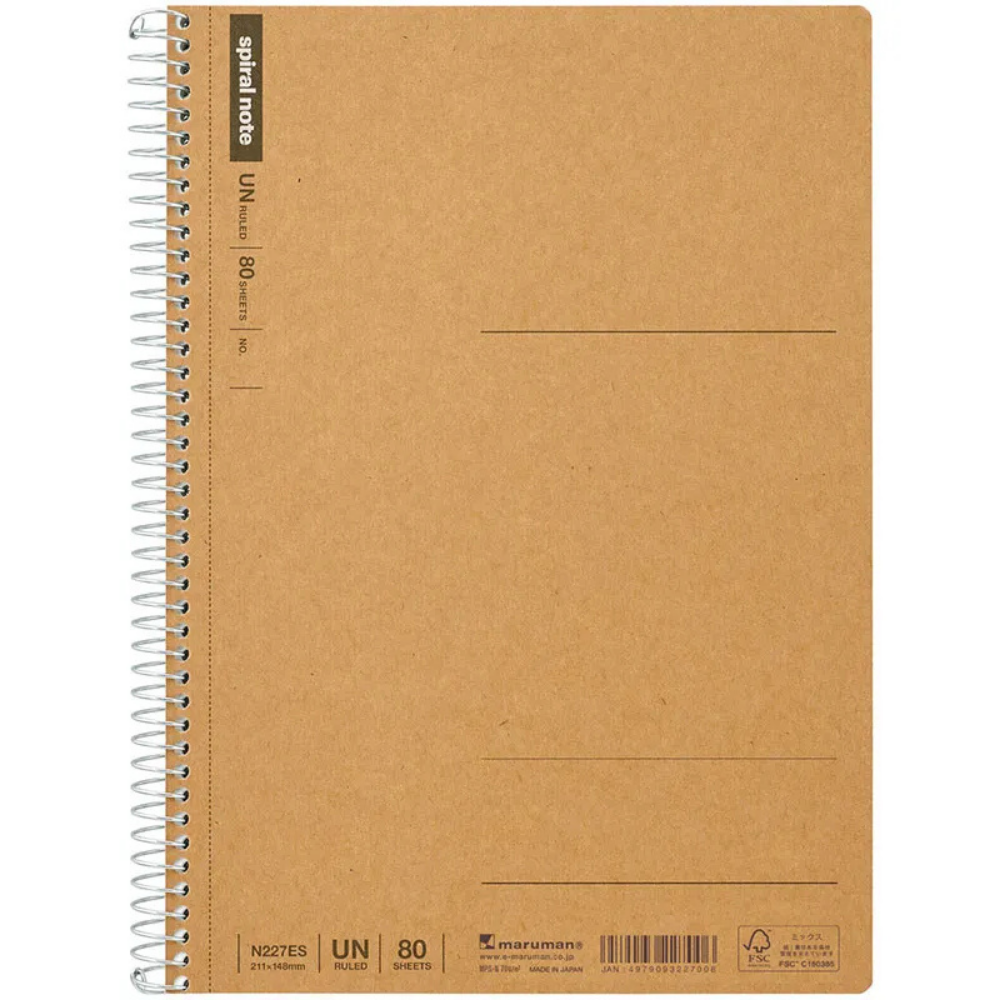 Maruman A5 Spiral Note BASIC Blank 80 Sheets