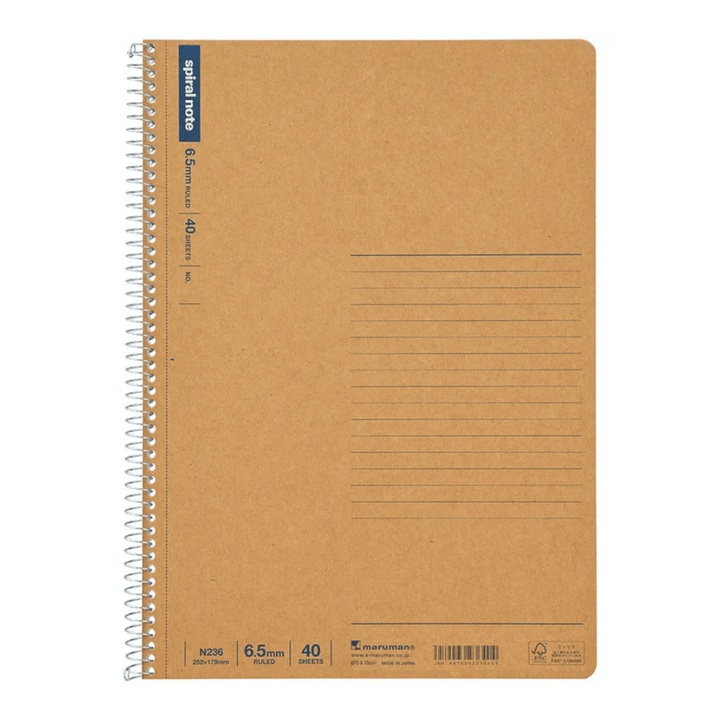 Maruman B5 Spiral Note BASIC Lined 40 Sheets