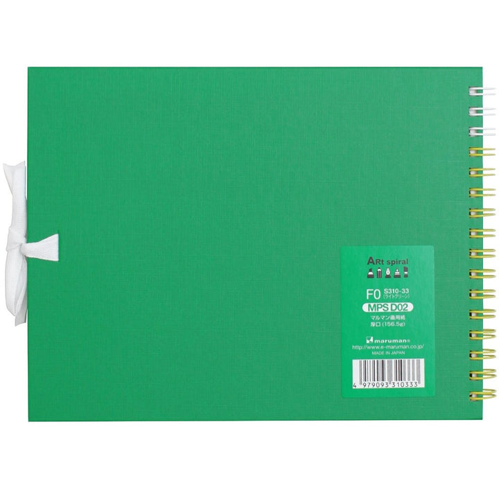 Maruman F0 Art Spiral sketchbook in light green, back cover view