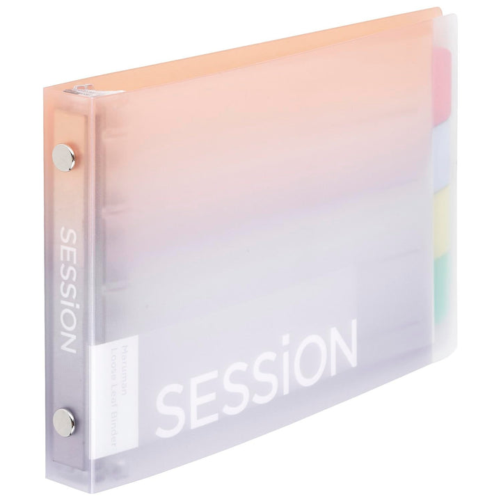 Maruman SESSiON Mini binder in Dusk gradient, angled view showing the 5-ring spine