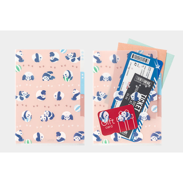 Midori A5 3 Pockets Clear Folder - Panda – detail view