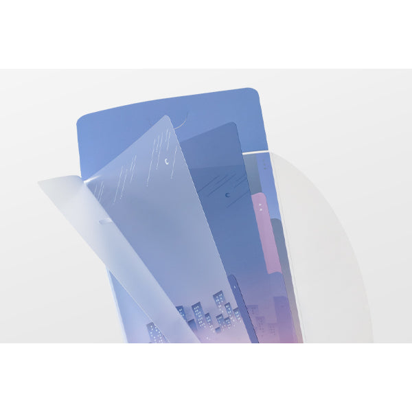 Midori A5 Slim 3 Pockets Clear Folder with Flap - City Pop – display view