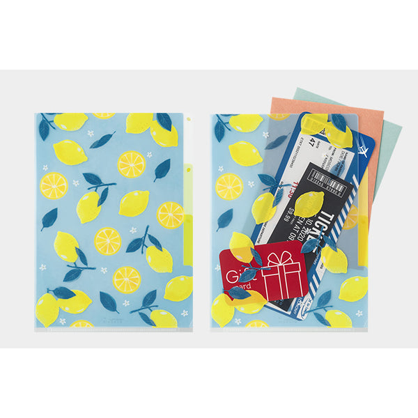 Midori A5 3 Pockets Clear Folder - Lemon – detail view