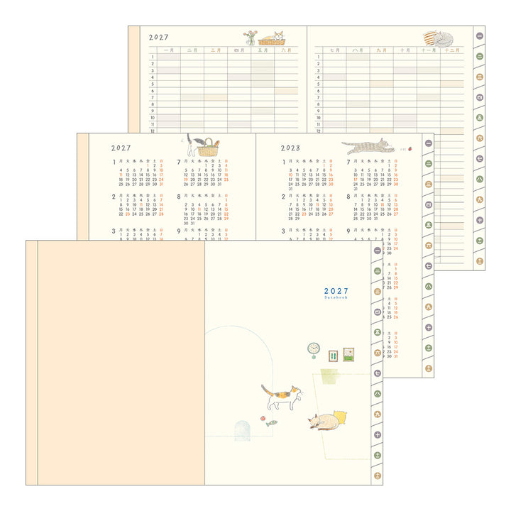 Midori A6 Pocket Diary Cat 2027