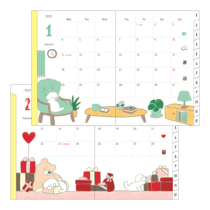 Midori A6 Pocket Diary Dog 2027