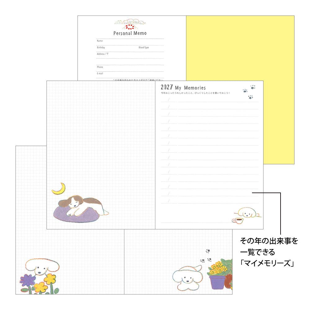 Midori A6 Pocket Diary Dog 2027