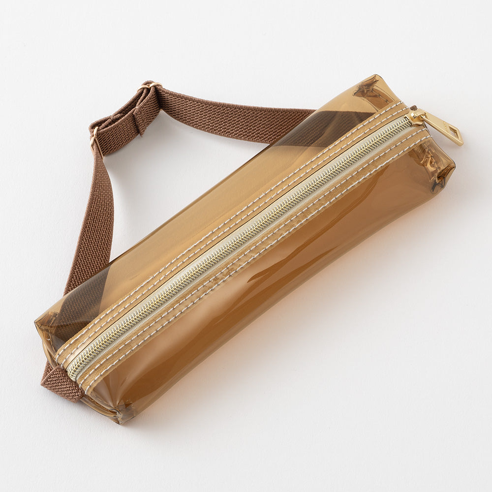 Midori B6 - A5 Book Band Pen Case - Brown Clear × Brown