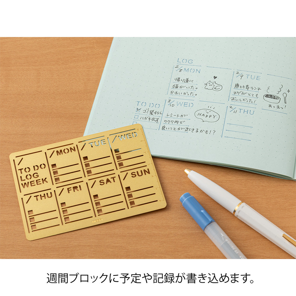 Midori Brass Calendar Template - Weekly Block — in use