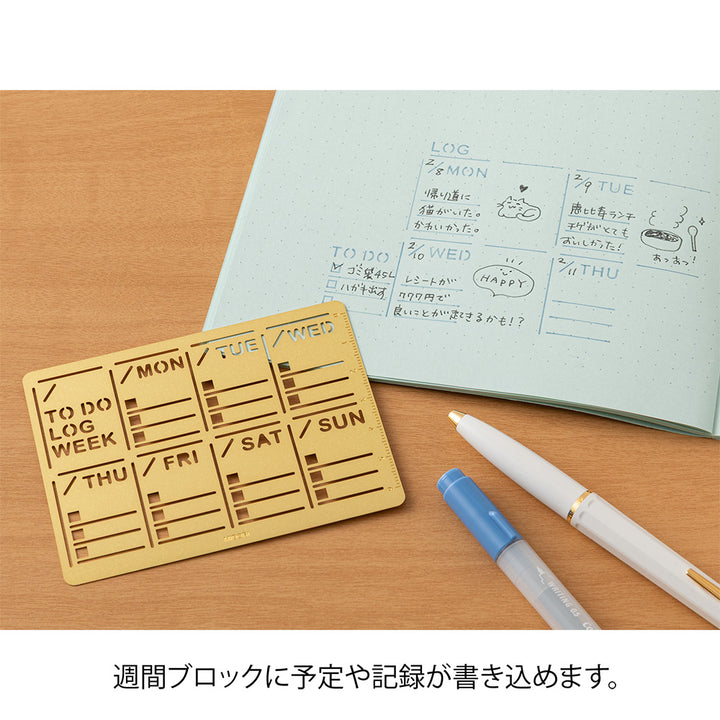 Midori Brass Calendar Template - Weekly Block — in use