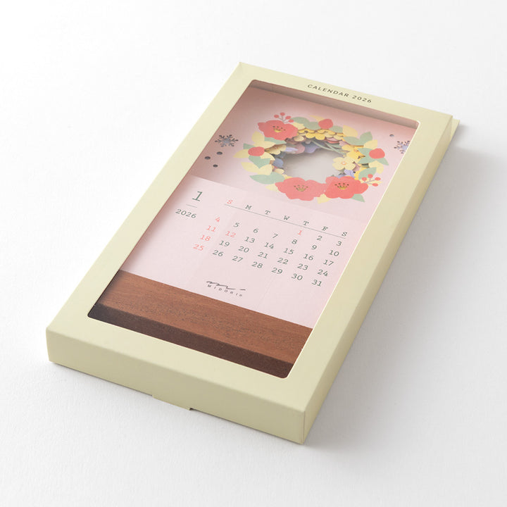 Midori Calendar Laser Processing 2026 - Flowers — side view