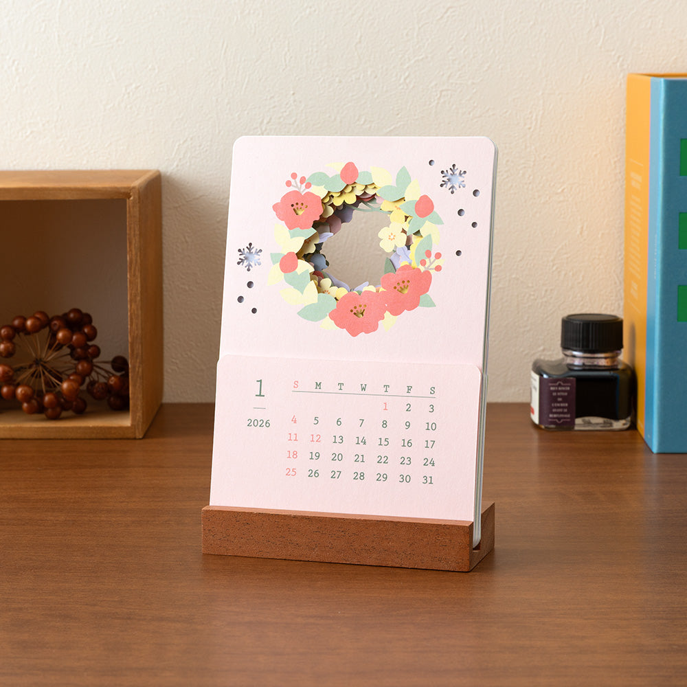 Midori Calendar Laser Processing 2026 - Flowers — angle view