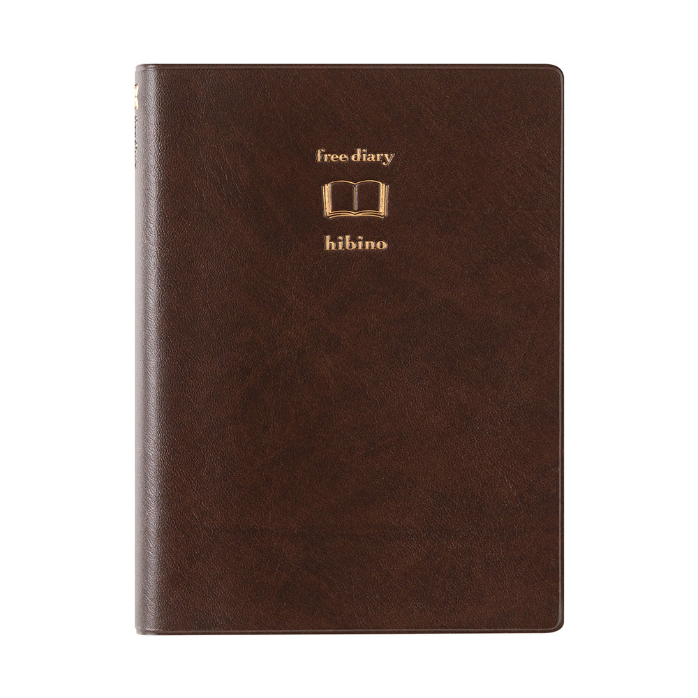 Midori Diary Hibino <A6> Free Diary Brown — side view
