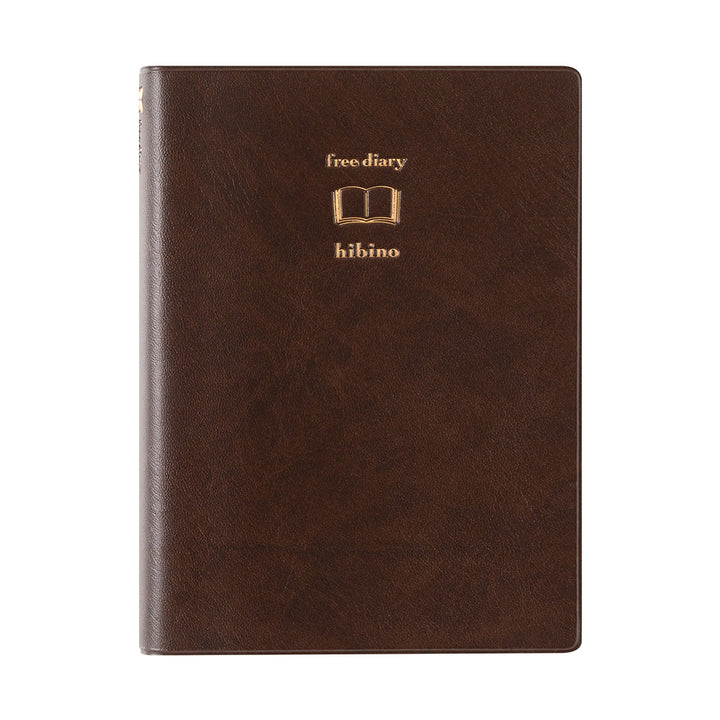 Midori Diary Hibino <A6> Free Diary Brown — side view