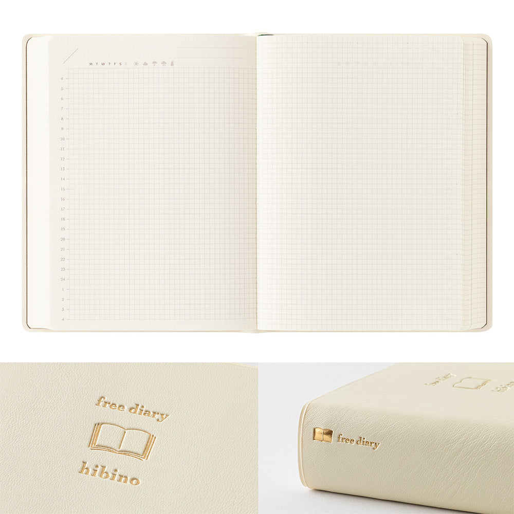 Midori Diary hibino <A6> Free Diary Ivory — with packaging