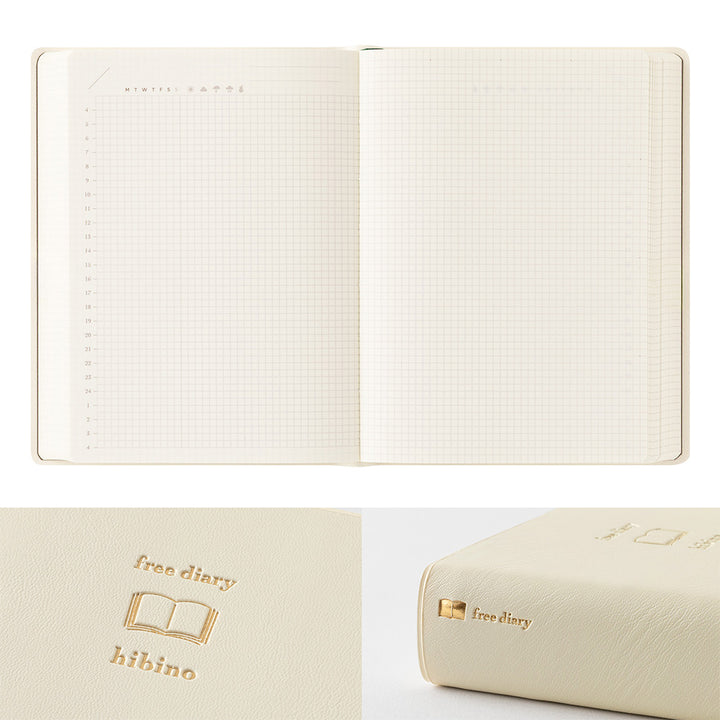 Midori Diary hibino <A6> Free Diary Ivory — with packaging
