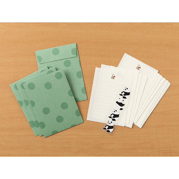 Midori Letter Paper &amp; Envelopes with Stickers 948 Panda A — side view