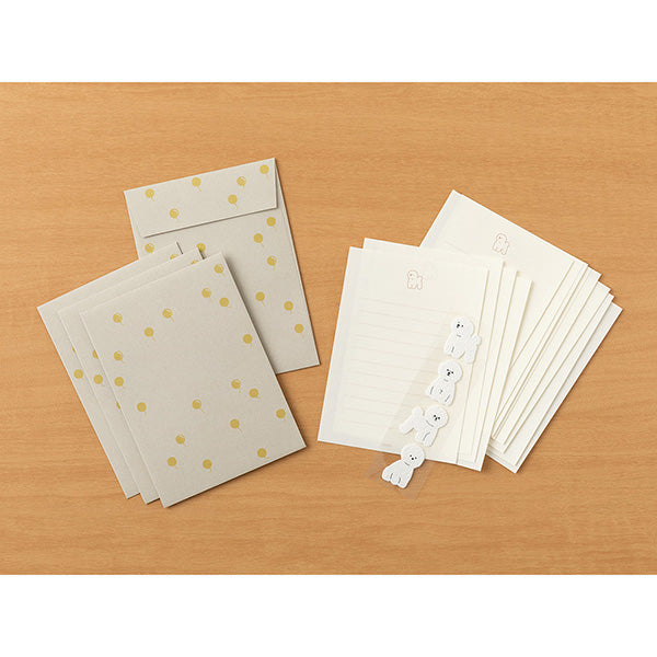 Midori Letter Paper &amp; Envelopes with Stickers 949 Bichon Frise — side view