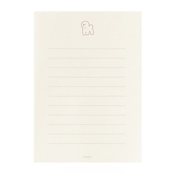 Midori Letter Paper &amp; Envelopes with Stickers 949 Bichon Frise — detail view