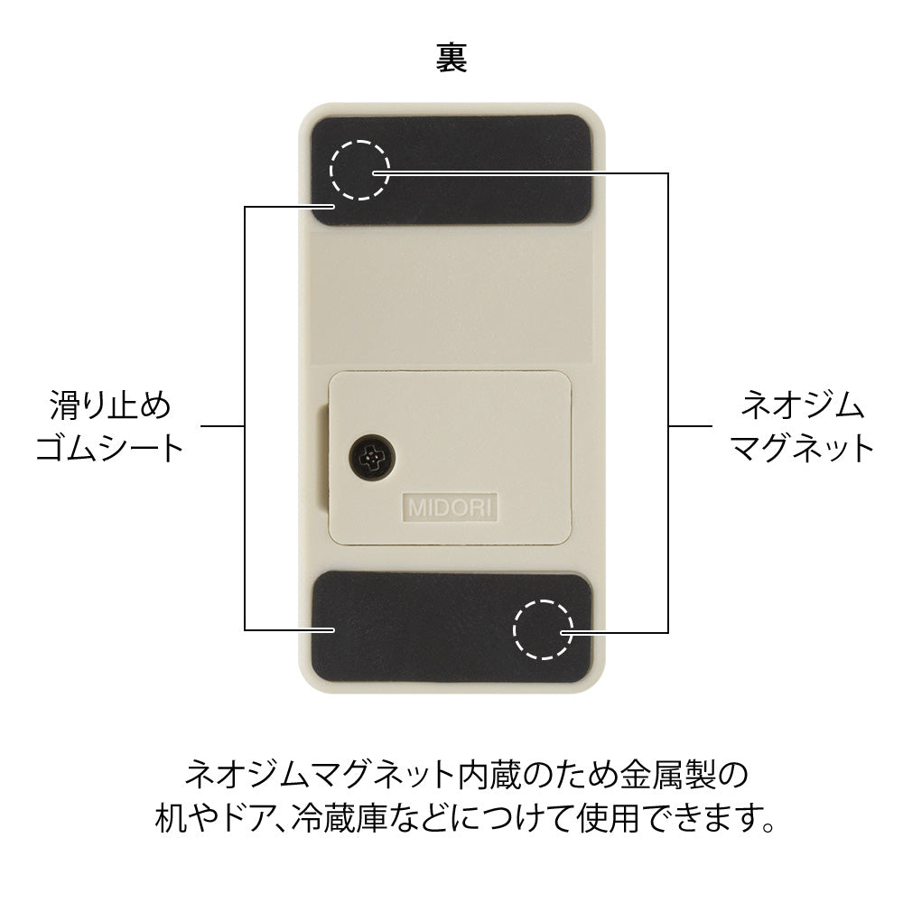 Midori Magnet Letter Cutter Ceramic Blade Beige - back view with neodymium magnets and non-slip rubber sheets