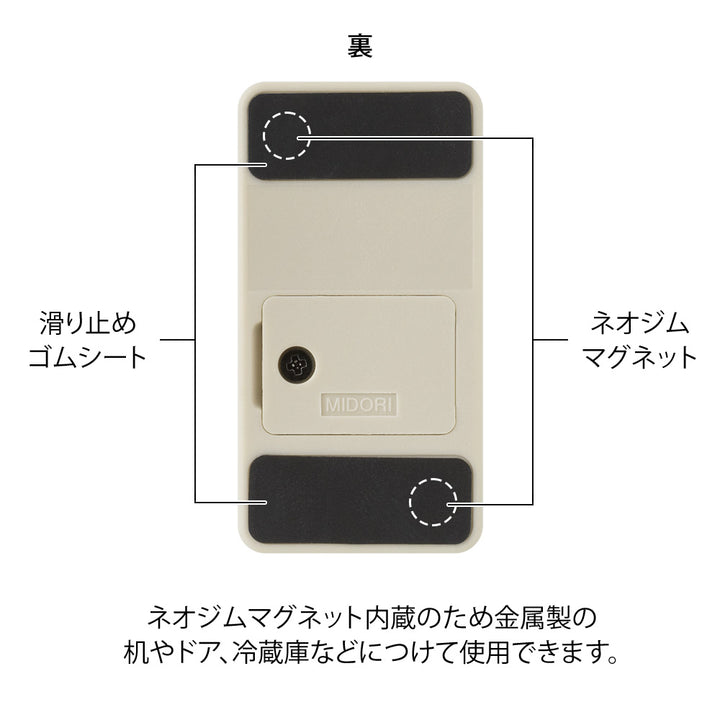 Midori Magnet Letter Cutter Ceramic Blade Beige - back view with neodymium magnets and non-slip rubber sheets