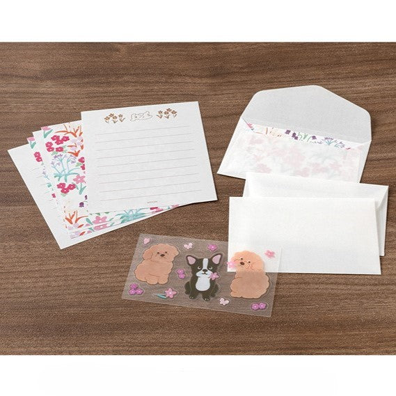 Midori Mini Letter Paper &amp; Envelopes with Stickers 942 For You Dog — side view