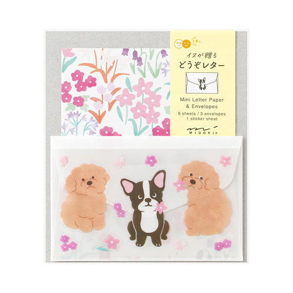Midori Mini Letter Paper & Envelopes with Stickers 942 For You Dog — front view