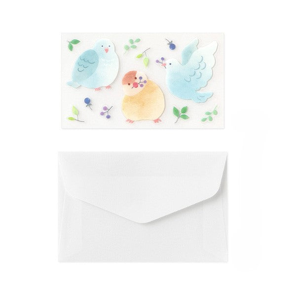 Midori Mini Letter Paper &amp; Envelopes with Stickers 944 For You Bird — with packaging