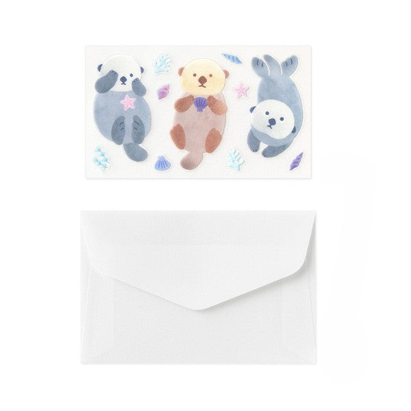Midori Mini Letter Paper &amp; Envelopes with Stickers 945 For You Sea Otter — with packaging