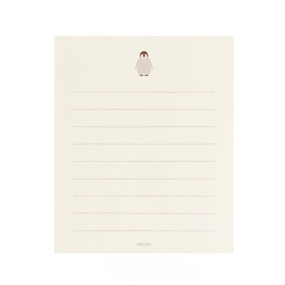 Midori Mini Letter Paper &amp; Envelopes with Stickers 950 Penguin A — detail view