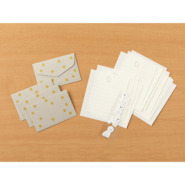 Midori Mini Letter Paper &amp; Envelopes with Stickers 953 Bichon Frise — side view