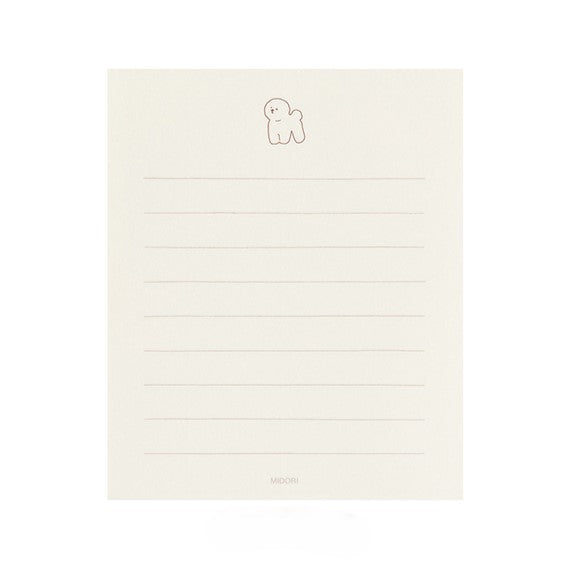 Midori Mini Letter Paper &amp; Envelopes with Stickers 953 Bichon Frise — detail view