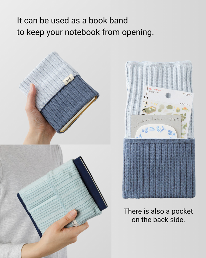 Midori Notebook’s HARAMAKI A6～B6, a soft cable-knit pouch with flap cover, designed to wrap around a planner like a belly warmer, with stretchable pockets for pens and small essentials.