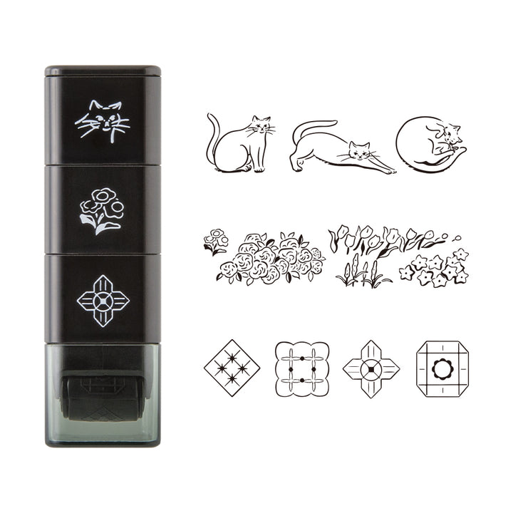 Midori Paintable Stamp Roller - Cat &amp; Landscape — detail view