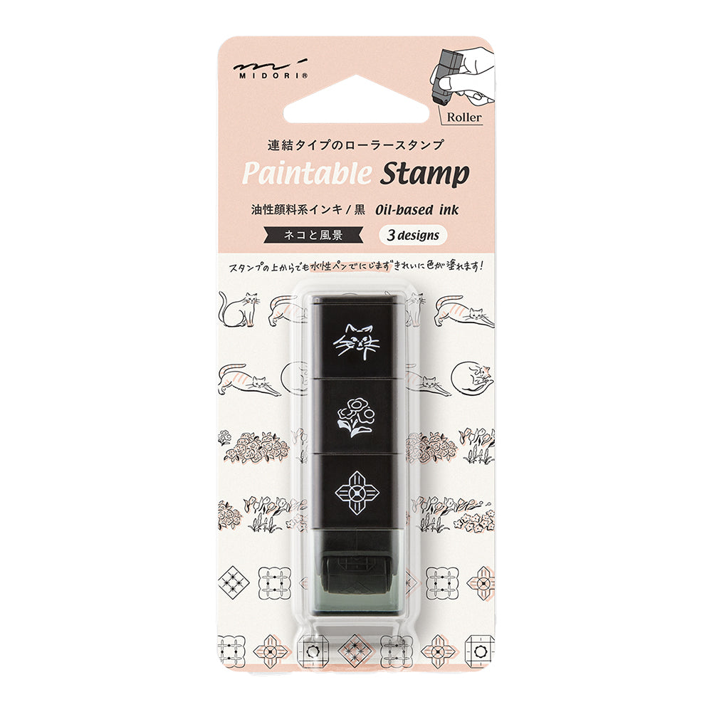 Midori Paintable Stamp Roller Cat and Landscape, Midori, Stamp Roller, Midori Paintable Stamp Roller, Cityluxe