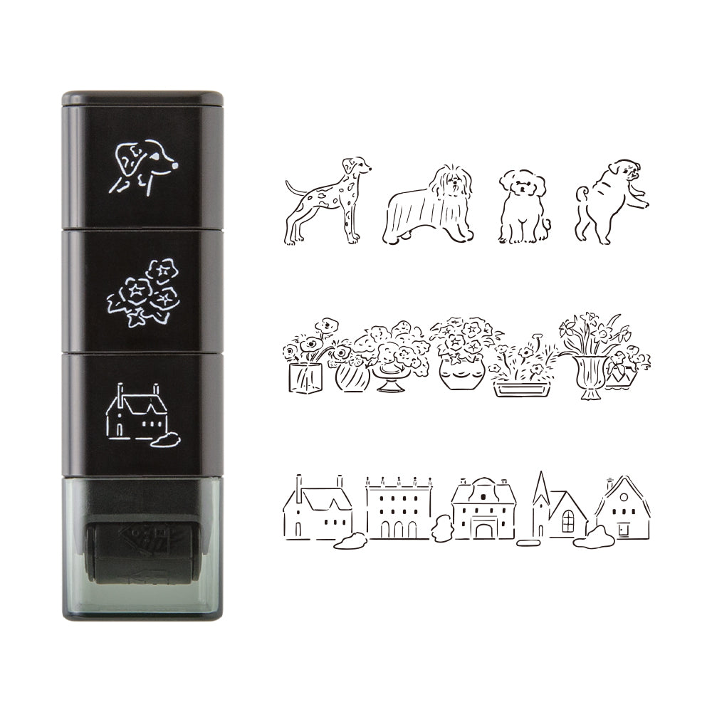 Midori Paintable Stamp Roller - Dog &amp; Landscape — detail view
