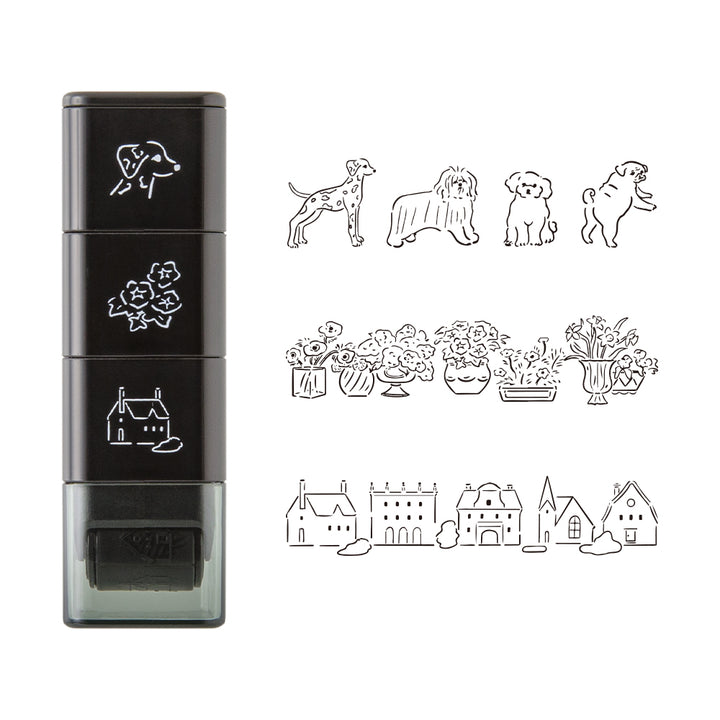 Midori Paintable Stamp Roller - Dog &amp; Landscape — detail view
