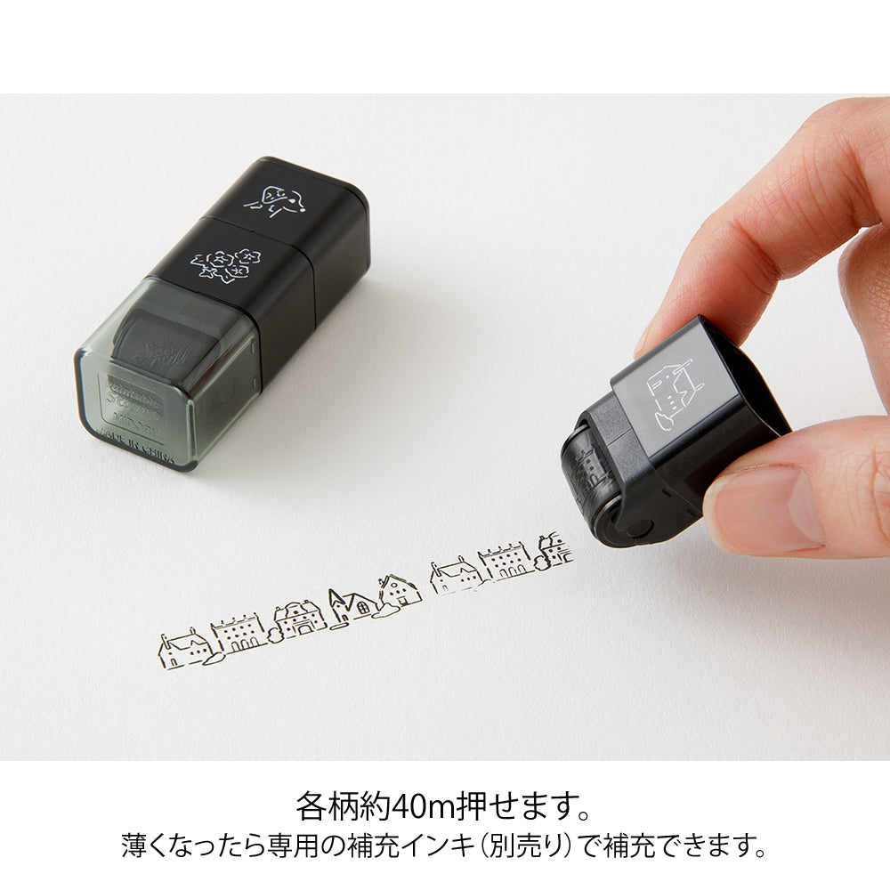 Midori Paintable Stamp Roller - Dog &amp; Landscape — with packaging