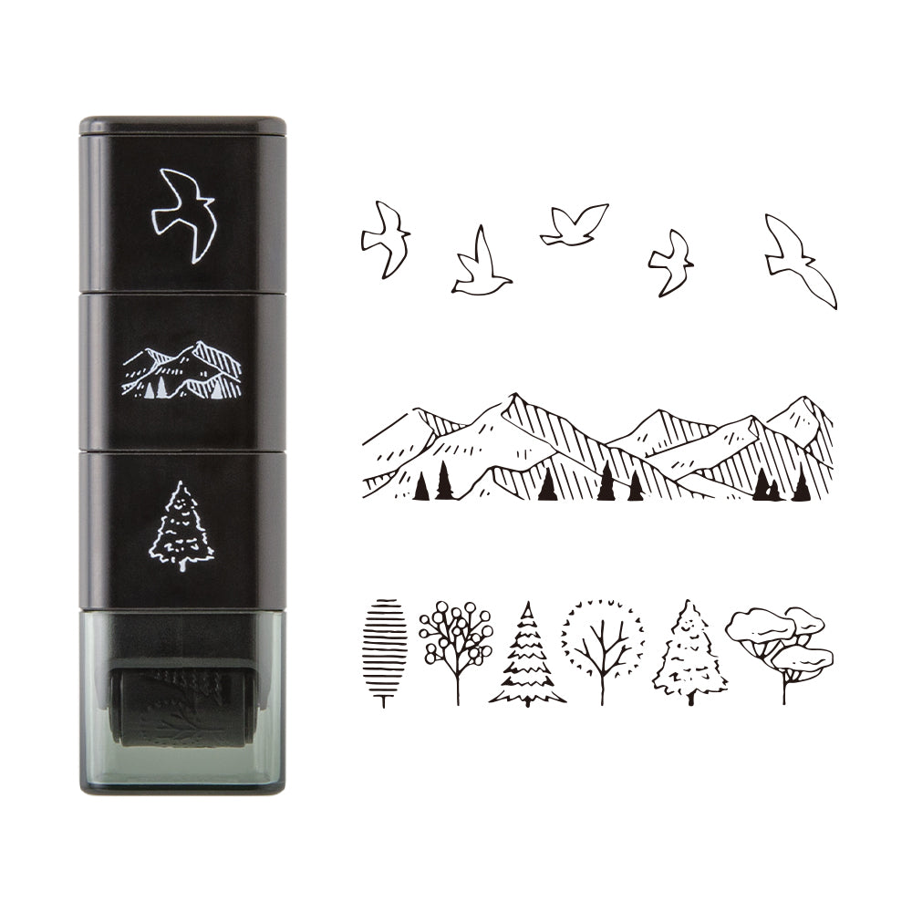 Midori Paintable Stamp Roller - Mountain View — detail view