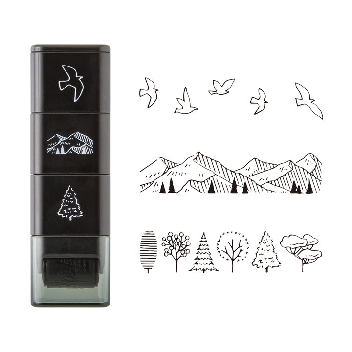 Midori Paintable Stamp Roller - Mountain View — detail view